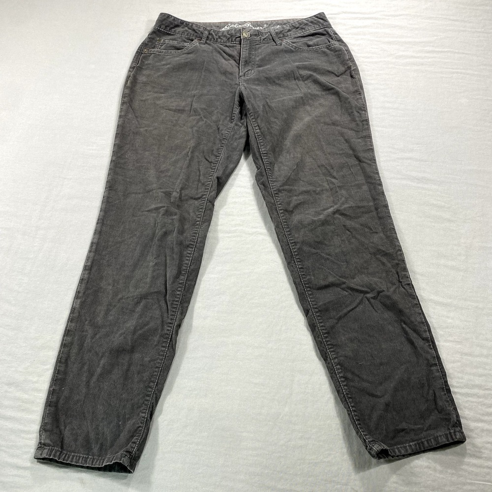 Eddie Bauer‎ Pants Womens 6 Gray Corduroy Boyfriend Slim Straight 32x30